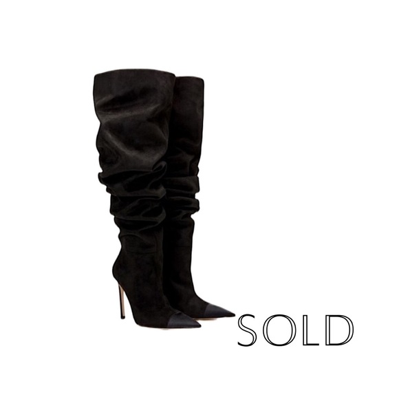 Good American Shoes - black suede Good American over the knee slouch boot | knee high boots